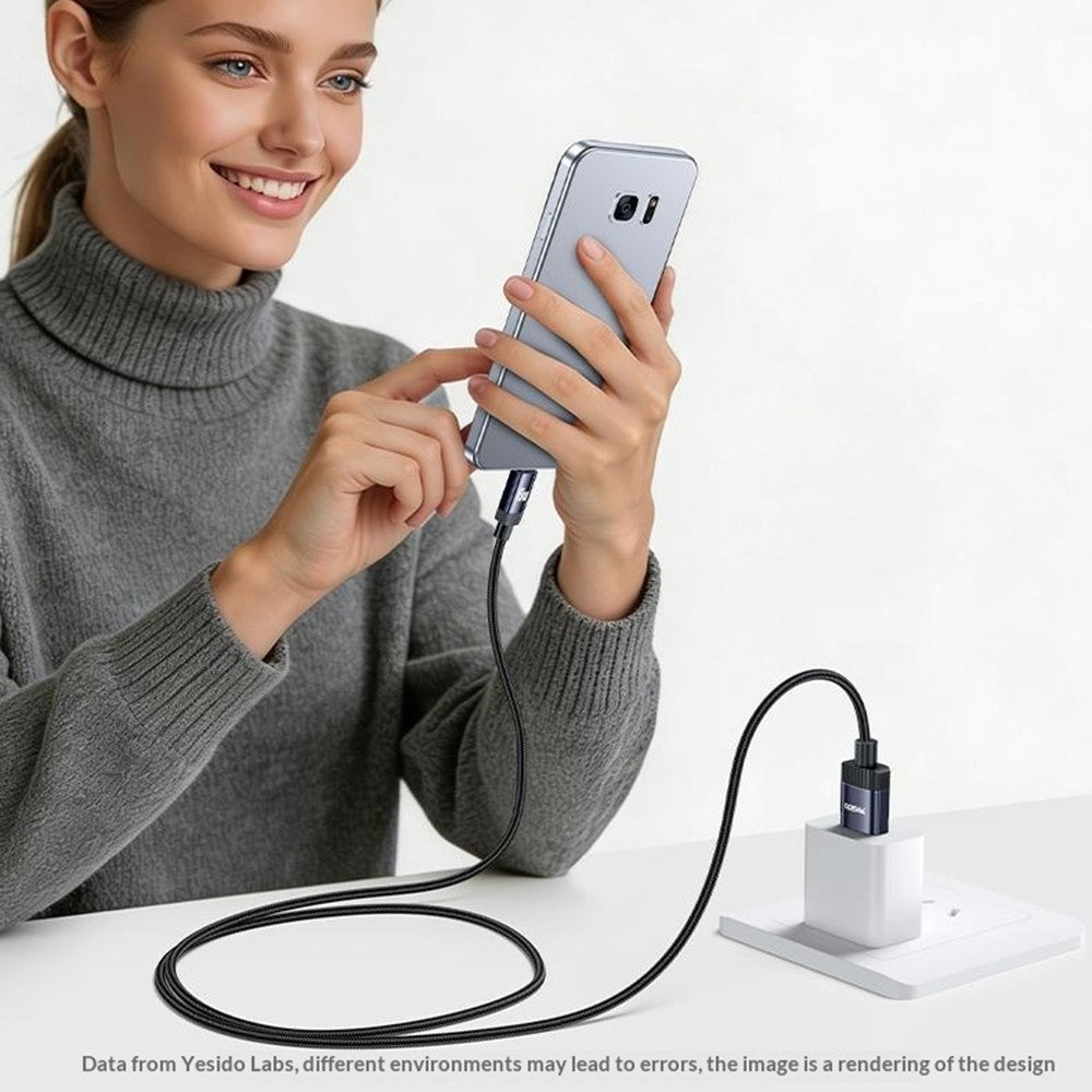YESIDO CA204M 1m USB A til Micro USB Kabel 18W Hurtigopladende Flettet Datakabel til Samsung / Xiaomi / Motorola