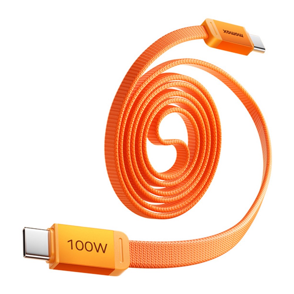 MOMAX DC88 1m 100W USB-C til USB-C Magnetisk Flettet Kabel Fladt Lade- og Datakabel til MacBook iPhone Huawei iPad Samsung