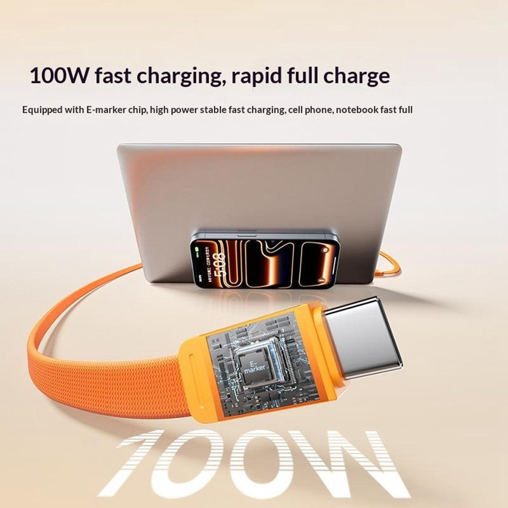 MOMAX DC88 1m 100W USB-C til USB-C Magnetisk Flettet Kabel Fladt Lade- og Datakabel til MacBook iPhone Huawei iPad Samsung