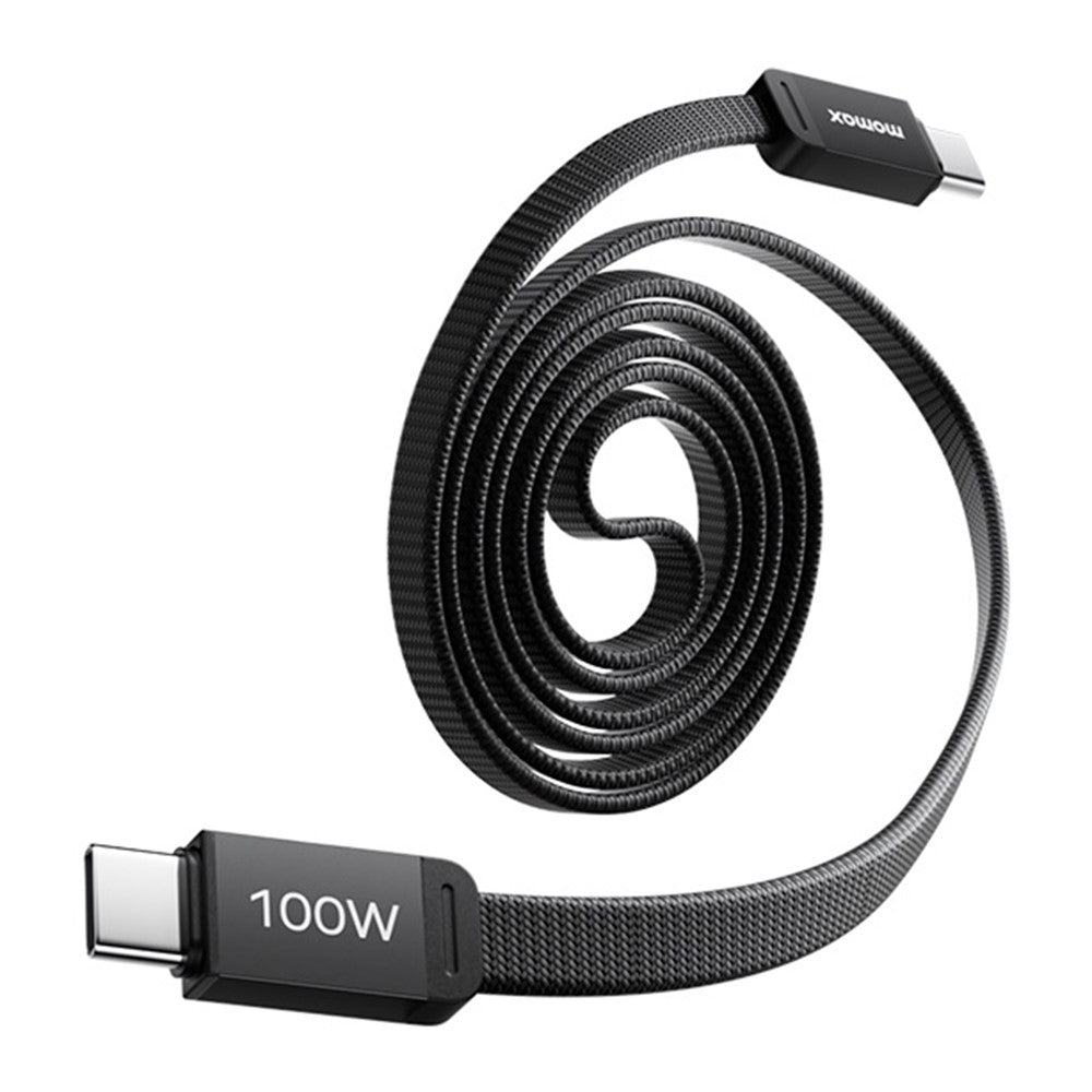 MOMAX DC88 1m 100W USB-C til USB-C Magnetisk Flettet Kabel Fladt Lade- og Datakabel til MacBook iPhone Huawei iPad Samsung