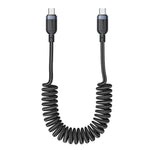 YESIDO CA205 PD 60W Fast Charging Spring Cable Type-C to Type-C Data Cable for CarPlay/HiCar/CarLife