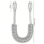 YESIDO CA205 PD 60W Fast Charging Spring Cable Type-C to Type-C Data Cable for CarPlay/HiCar/CarLife