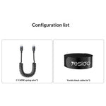 YESIDO CA205 PD 60W Fast Charging Spring Cable Type-C to Type-C Data Cable for CarPlay/HiCar/CarLife