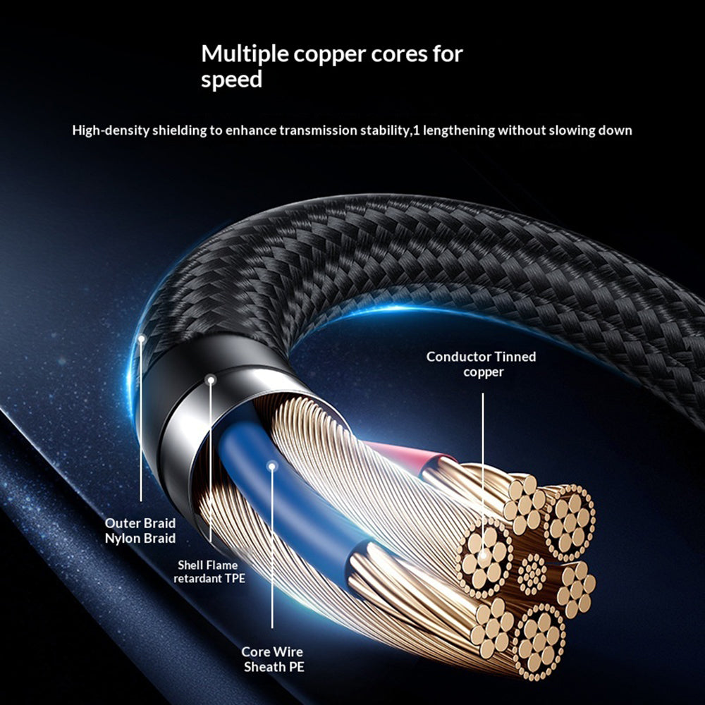 YESIDO CA205 PD 60W Fast Charging Spring Cable Type-C to Type-C Data Cable for CarPlay/HiCar/CarLife