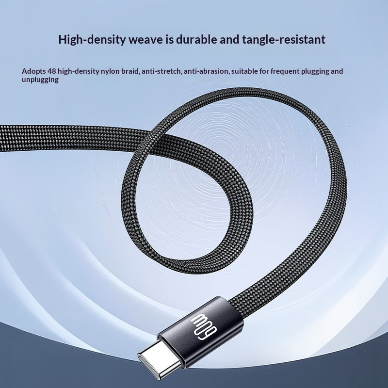 YESIDO CA206 1.2m USB-C to USB-C Cable PD 60W Fast Charging Braided Flat Data Cable