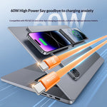 YESIDO CA206 1.2m USB-C to USB-C Cable PD 60W Fast Charging Braided Flat Data Cable