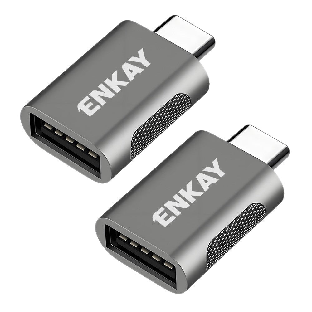 ENKAY ENK-AT131 2 st USB-C hane till USB-A 3.2 hona adapter 10 Gbps 60W snabbladdningskonverterare i zinklegering OTG