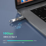ENKAY ENK-AT131 2 st USB-C hane till USB-A 3.2 hona adapter 10 Gbps 60W snabbladdningskonverterare i zinklegering OTG