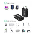 ENKAY ENK-AT131 2 st USB-C hane till USB-A 3.2 hona adapter 10 Gbps 60W snabbladdningskonverterare i zinklegering OTG