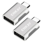 ENKAY ENK-AT131 2 st USB-C hane till USB-A 3.2 hona adapter 10 Gbps 60W snabbladdningskonverterare i zinklegering OTG