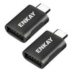 ENKAY ENK-AT131 2 st USB-C hane till USB-A 3.2 hona adapter 10 Gbps 60W snabbladdningskonverterare i zinklegering OTG