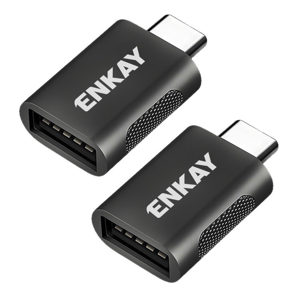 ENKAY ENK-AT131 2 st USB-C hane till USB-A 3.2 hona adapter 10 Gbps 60W snabbladdningskonverterare i zinklegering OTG
