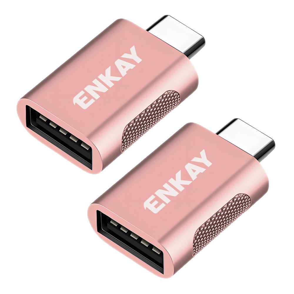 ENKAY ENK-AT131 2 st USB-C hane till USB-A 3.2 hona adapter 10 Gbps 60W snabbladdningskonverterare i zinklegering OTG