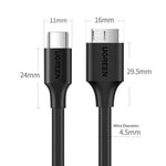 UGREEN 90995 25cm Type-C to Micro-B USB 3.0 Cable 3A Fast Charging 5Gbps Data Transfer Wire for External Hard Drive