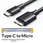 UGREEN 90995 25cm Type-C to Micro-B USB 3.0 Cable 3A Fast Charging 5Gbps Data Transfer Wire for External Hard Drive