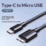 UGREEN 90995 25cm Type-C to Micro-B USB 3.0 Cable 3A Fast Charging 5Gbps Data Transfer Wire for External Hard Drive