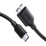 UGREEN 90996 50 cm Type-C til Micro-B USB 3.0-kabel 3A hurtigopladning 5 Gbps dataoverførselsledning til ekstern harddisk
