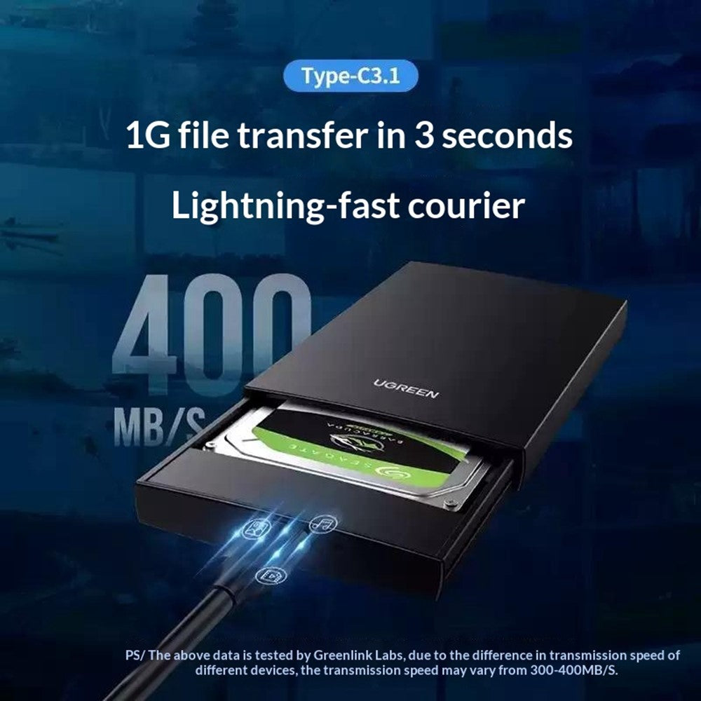 UGREEN 90996 50 cm Type-C til Micro-B USB 3.0-kabel 3A hurtigopladning 5 Gbps dataoverførselsledning til ekstern harddisk