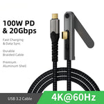 2m USB-C 3.2 Cable with Foldable Stand 4K / 60Hz 20Gbps Data Transfer PD 100W Fast Charging Wire for Phone Tablet