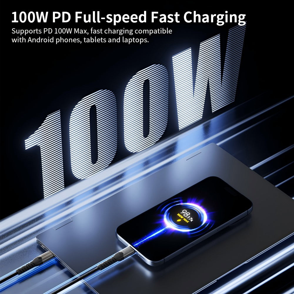 2m USB-C 3.2 Cable with Foldable Stand 4K / 60Hz 20Gbps Data Transfer PD 100W Fast Charging Wire for Phone Tablet