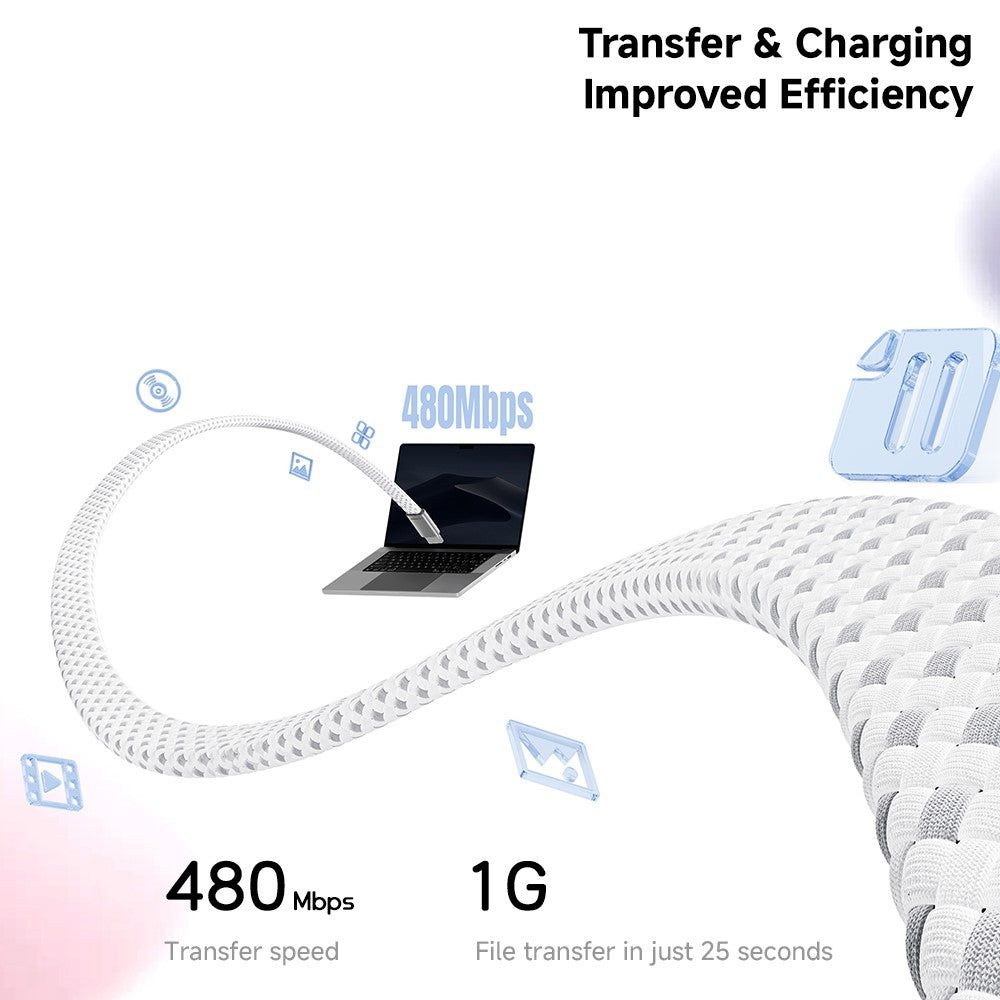 ESSAGER ES-X85 1m USB-C to USB-C Cable 100W PD Fast Charging 480Mbps Transfer Data Cable