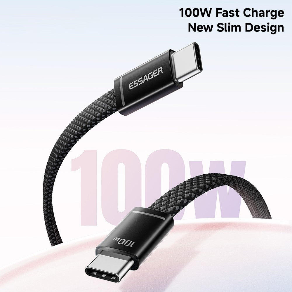 ESSAGER ES-X85 1m USB-C to USB-C Cable 100W PD Fast Charging 480Mbps Transfer Data Cable