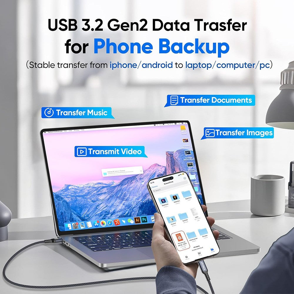 ENKAY 1m USB 3.2 to Type-C Cable 60W Fast Charging 10Gbps High Speed Braided Data Cable