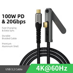 DOONJIEY 2m USB-C til USB-C Kabel PD 100W Hurtigopladning 4K / 60Hz 20Gbps Datakabel med Telefonstander