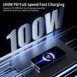 DOONJIEY 2m USB-C til USB-C Kabel PD 100W Hurtigopladning 4K / 60Hz 20Gbps Datakabel med Telefonstander