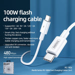 REMAX RC-183C 2m USB-C til USB-C kabel PD 100W hurtigopladende datakabel til Huawei / Xiaomi / Samsung
