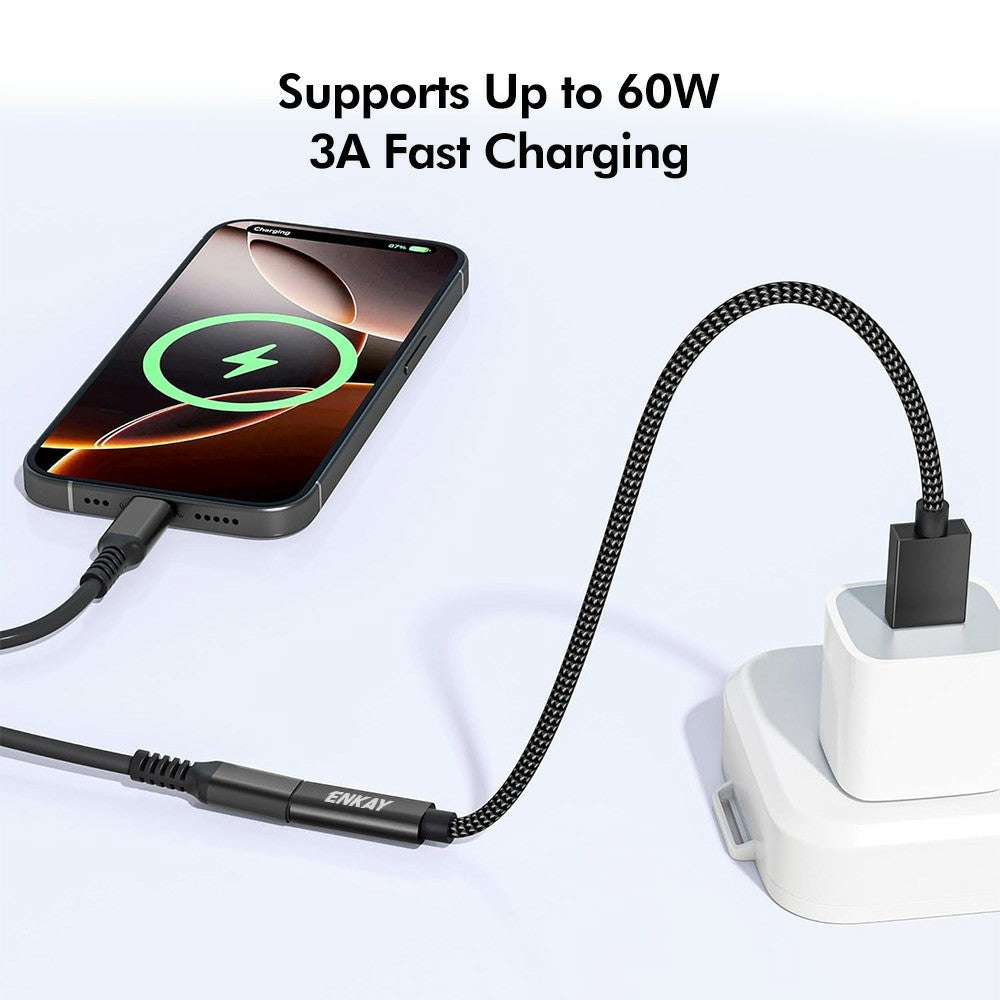 ENKAY ENK-AT136 15 cm 10 Gbps 60 W USB 3.2 Type-C hun til USB-A han adapterkabel