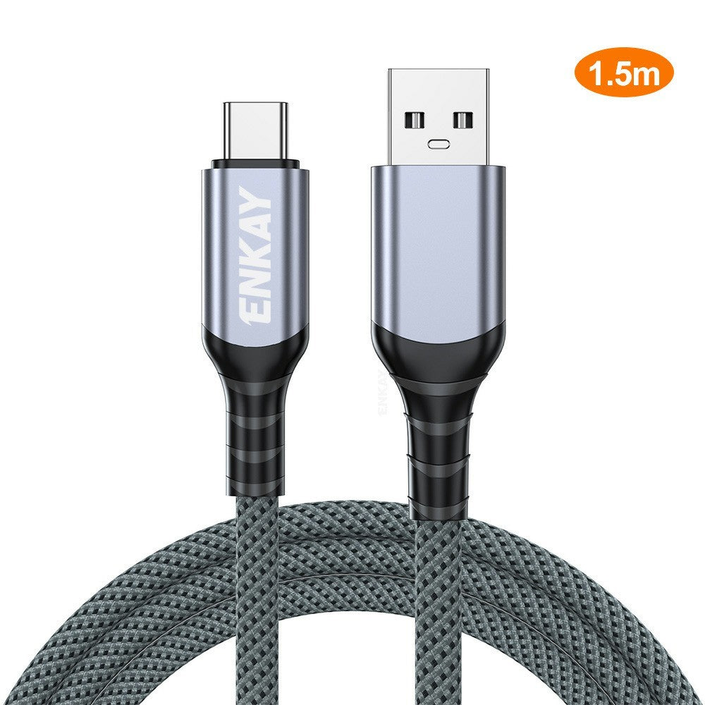ENKAY 1.5m USB 3.2 Gen2 USB-A to USB-C Cable 60W Fast Charging 10Gbps High Speed Data Cable