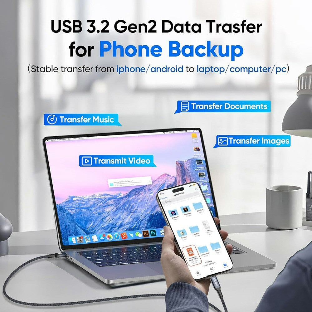 ENKAY 2m USB 3.2 Gen2 USB-A to USB-C Cable 60W Fast Charging 10Gbps High Speed Data Cable