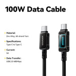 ESSAGER ES-X87 1m Type-C to Type-C Cable 100W Fast Charging Braided Data Cable