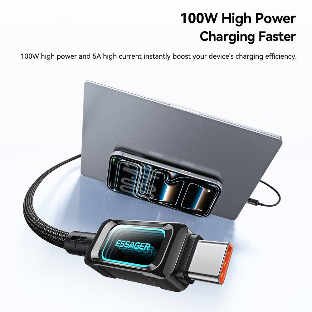 ESSAGER ES-X87 1m Type-C to Type-C Cable 100W Fast Charging Braided Data Cable