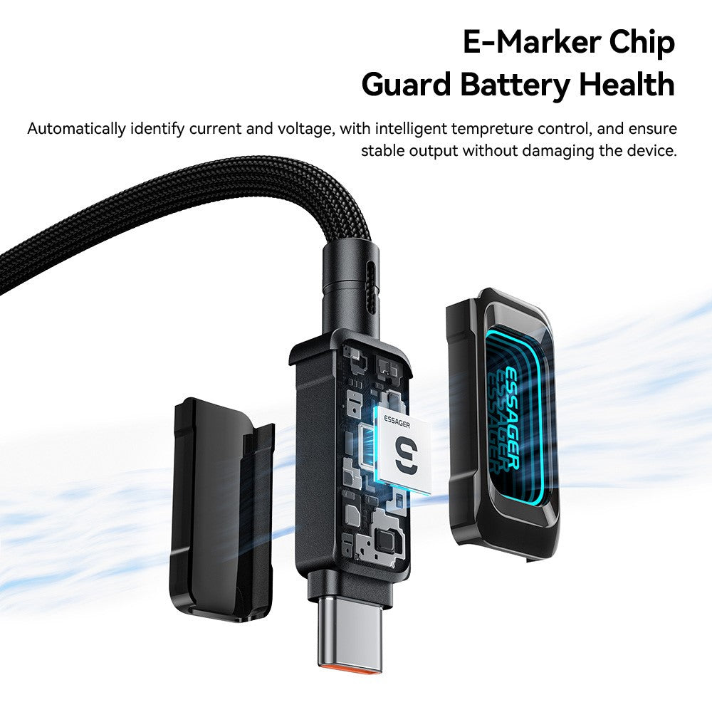 ESSAGER ES-X87 1m Type-C to Type-C Cable 100W Fast Charging Braided Data Cable