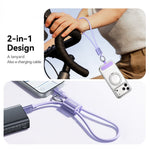 ESSAGER ES-X83 Type-C to Type-C 60W Lanyard Cable 2 in 1 Portable Charging Data Cable for Phone