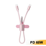 ESSAGER ES-X83 Type-C to Type-C 60W Lanyard Cable 2 in 1 Portable Charging Data Cable for Phone