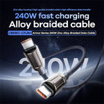 REMAX CB59 Armor 1.2m 240W Zinc Alloy Braided USB-C to USB-C Cable for MacBook Laptop Tablet