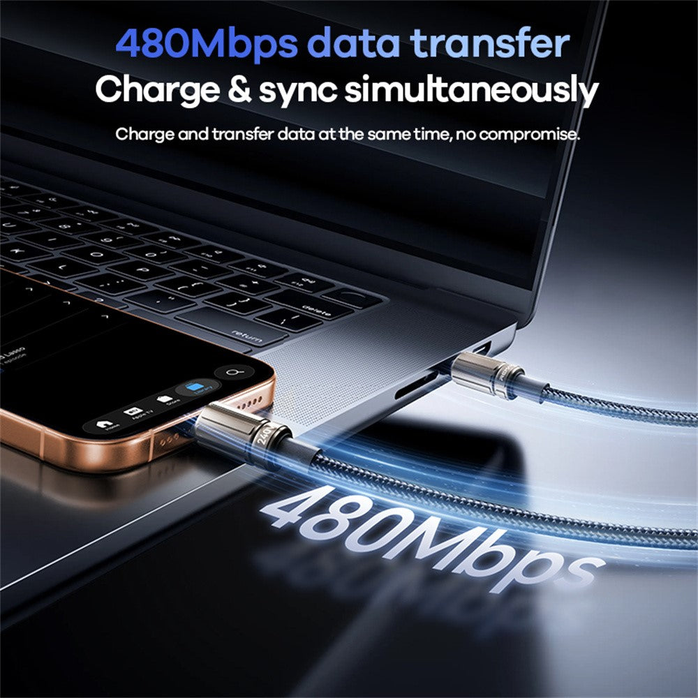 REMAX CB59 Armor 1.2m 240W Zinc Alloy Braided USB-C to USB-C Cable for MacBook Laptop Tablet