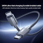 REMAX CB58 1.2m USB-C to USB-C Cable 240W PD Braided Data Cable with Smart LED Indicator