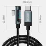 ESSAGER 1m 240W Fast Charging Digital Display 90-Degree USB-C to USB-C Data Cable