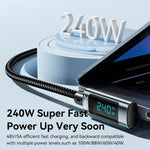 ESSAGER 1m 240W Fast Charging Digital Display 90-Degree USB-C to USB-C Data Cable