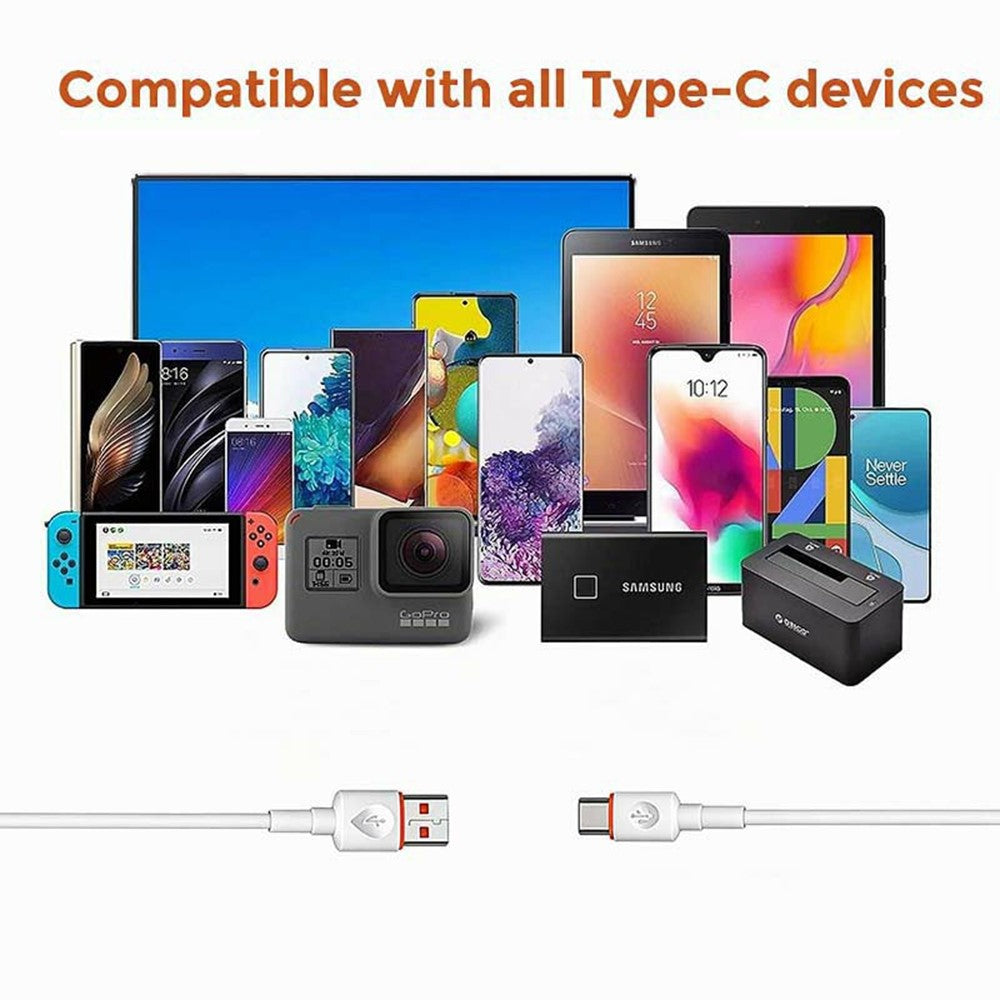 D-POWER 2002 2m USB to Type-C Cable 3A Fast Charging Data Sync TPE Wire