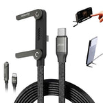 D-POWER 9204 1,5 m PD 240W hurtigopladende USB-C til USB-C datakabel med foldebeslag til smartphone-tablet