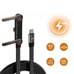 D-POWER 9204 1,5 m PD 240W hurtigopladende USB-C til USB-C datakabel med foldebeslag til smartphone-tablet