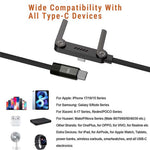 D-POWER 9204 1,5 m PD 240W hurtigopladende USB-C til USB-C datakabel med foldebeslag til smartphone-tablet