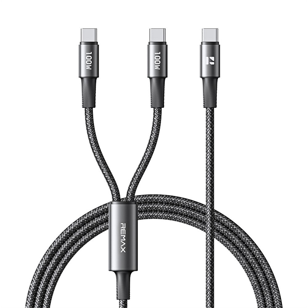 REMAX CB25 1.2m Dual USB-C Braided Data Cable 100W PD Fast Charging Aluminum Alloy Cord