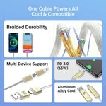 NCC 2m 4 in 1 Universal Charging Cable Braided Aluminum Alloy 65W PD Fast Charge Data Transfer Cord for iPhone iPad Android