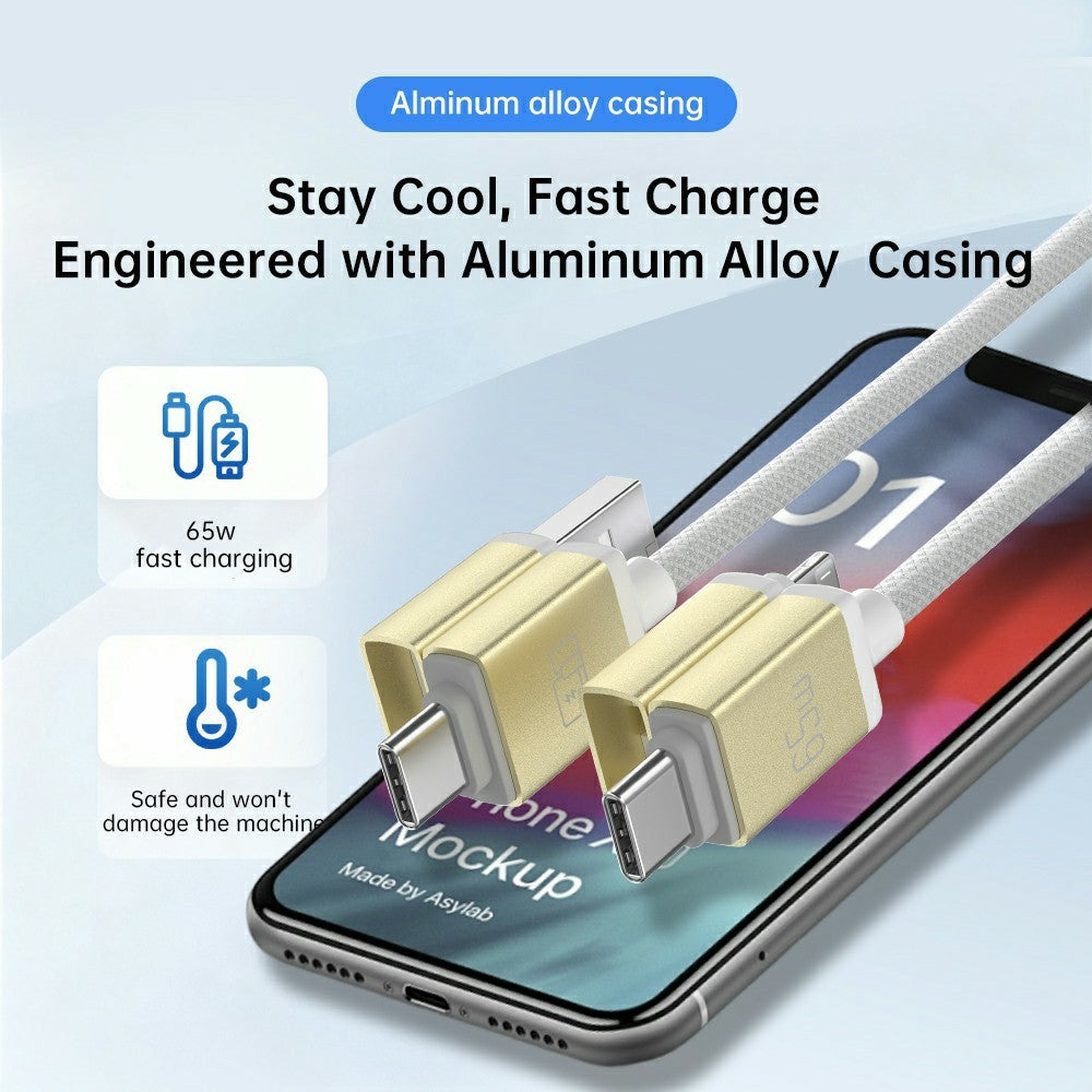 NCC 2m 4 in 1 Universal Charging Cable Braided Aluminum Alloy 65W PD Fast Charge Data Transfer Cord for iPhone iPad Android
